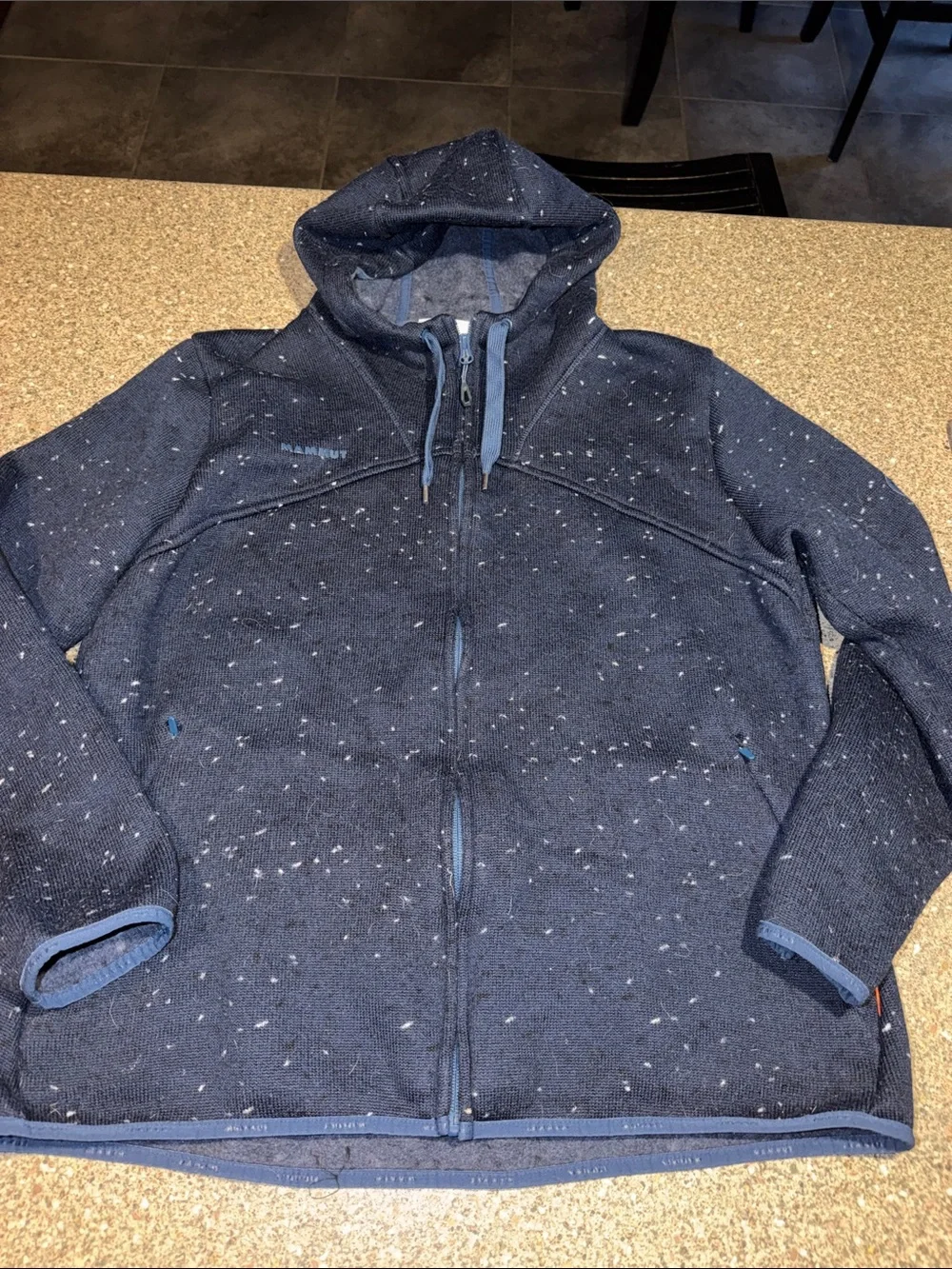 Mammut Men's Navy Speckled Full-Zip Hooded Jacket